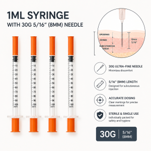 Sterile single-use 1 mL syringe